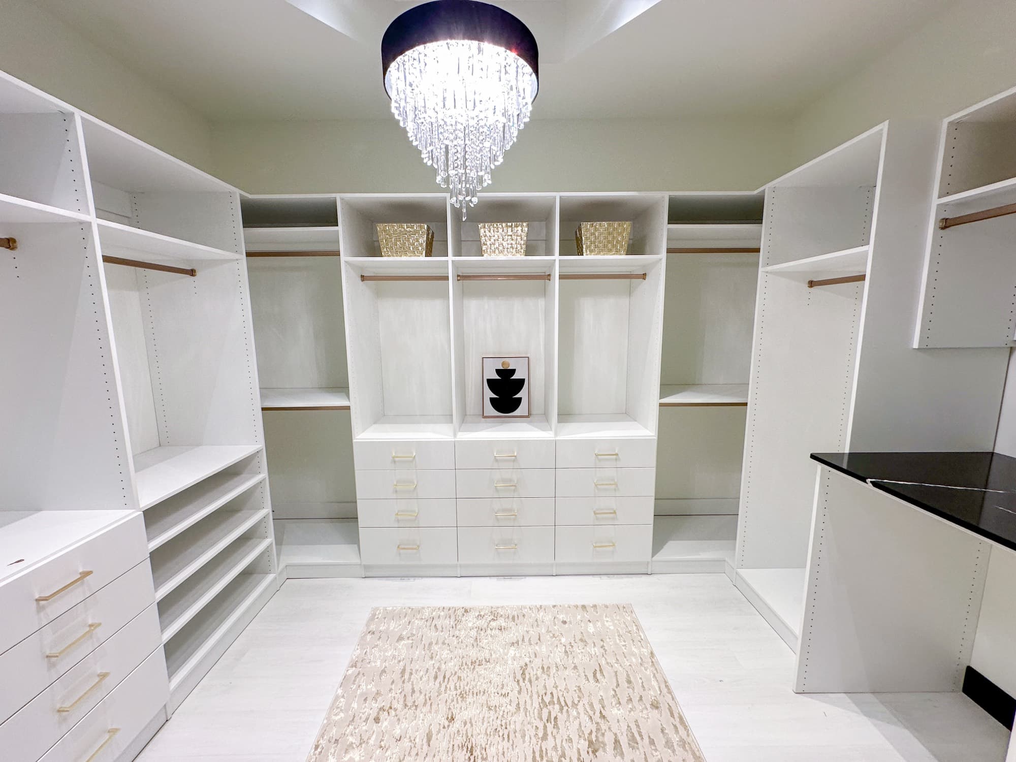 Walk-in closet drawer bank