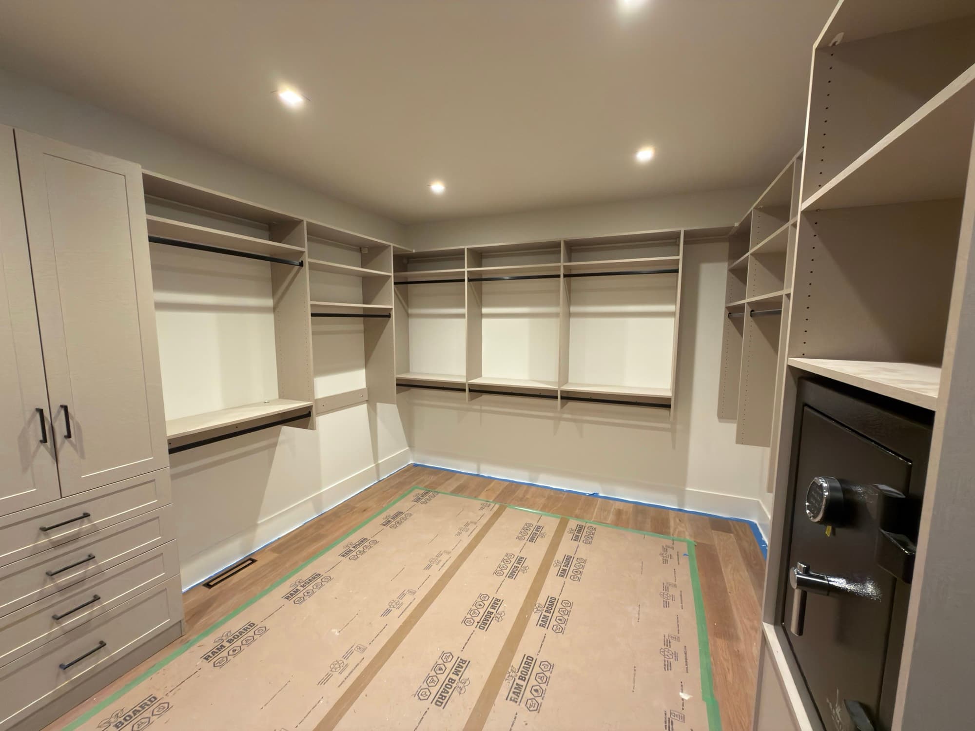 Walk-in closet with center island