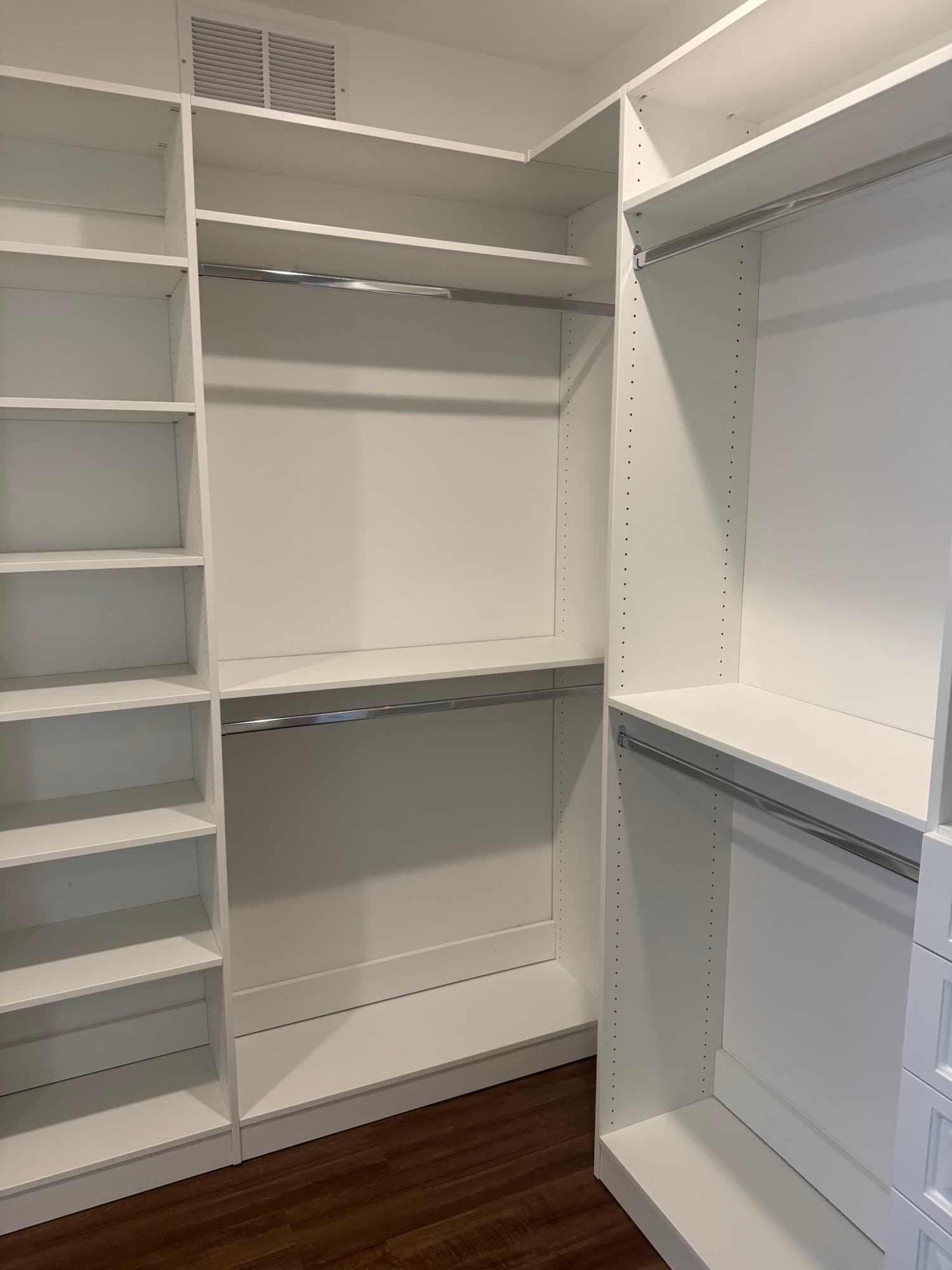 Walk-in closet shoe angles