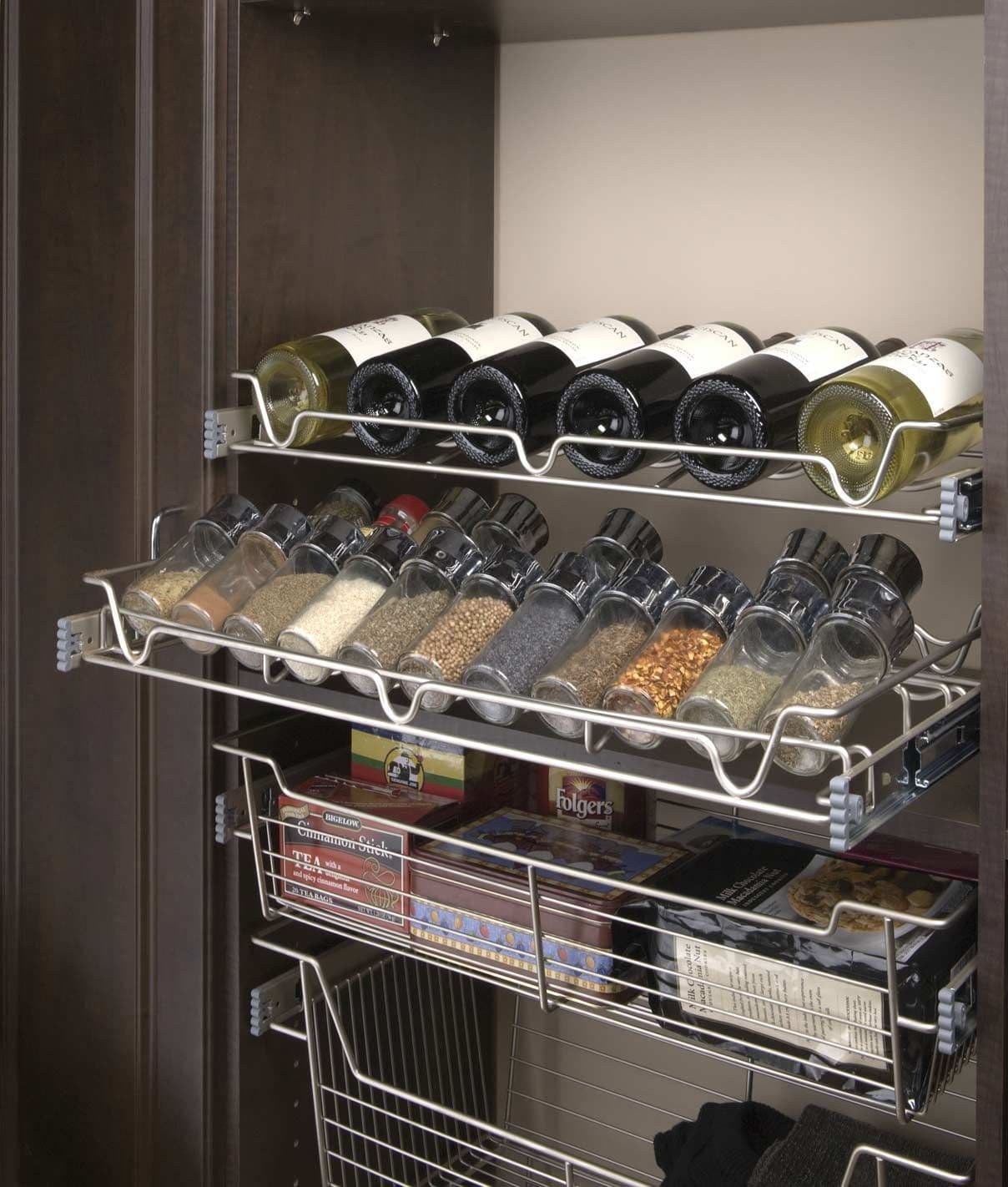 Pantry pull-outs with wine rack